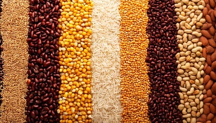 grãos diversos organizados em listras verticais, agricultura, produção