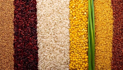 grãos diversos organizados em listras verticais, agricultura, produção