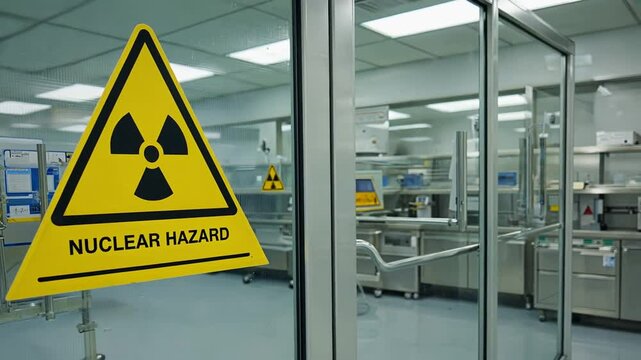Nuclear danger sign in a laboratory.