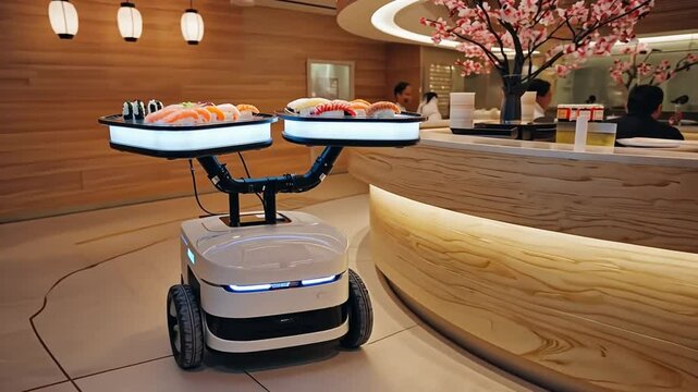 Robot in a sushi restaurant.