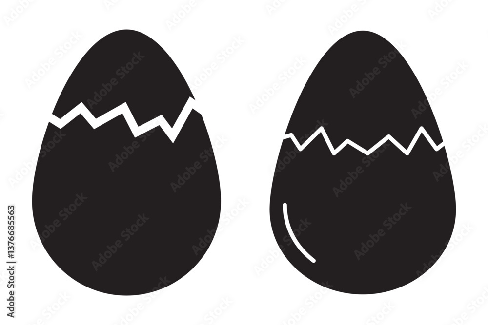 Fototapete set of easter egg vector. set of color ester eggs. vector set of easter eggs, silhouette. easter day