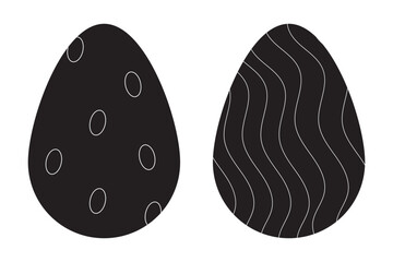 Broken eggs icon set isolated on black background. Broken Eggshell and cracked egg icon set in white color. Broken ester egg collection. Vector illustration.