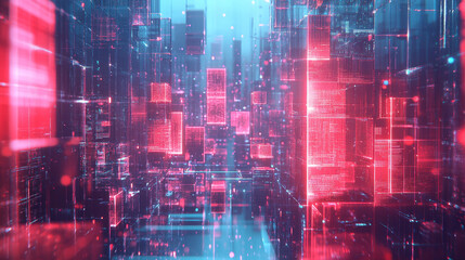 Fototapeta premium Big Data concept. Global information gathering. Introduction of artificial intelligence. Concept of cyberspace of the future. 3D illustration on a polygonal grid with a shallow depth of field