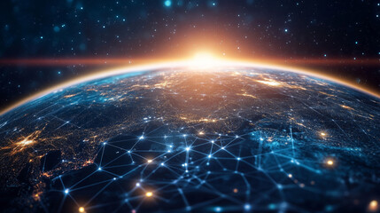 Cyberspace. Digital database 3D illustration. Abstract concept of a future computer. Innovation of high technology. Programming and coding in global cyber network