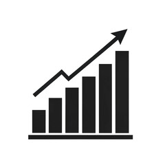 3D Business Graph with Arrow Showing Growth and Progress.