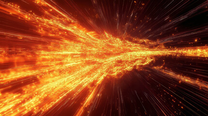 Obraz premium Big Data concept. Flow of digital data in global network. Quantum computer. Speed portal. Hadron Collider, abstract 3d illustration