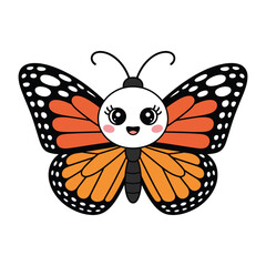 Cute Cartoon Butterfly with Orange Wings and Big Eyes for Kids