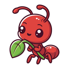 Cute Cartoon Red Ant with Leaf Wings for Kids