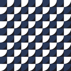 Obraz premium Modern Geometric Navy and White Pattern – Abstract Quarter Circles Design