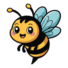 Cute Cartoon Bee with Big Eyes and Smiling Expression for Kids