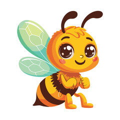 Cute Cartoon Bee with Big Eyes and Happy Expression for Kids
