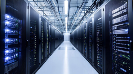 Fototapeta premium Data center, Big data analytics. Business technologies of our time. Massive data, digital funnel, information whirlpool. Orbit, trajectory, flow, information 3D illustration