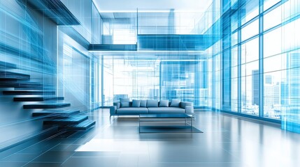 Obraz premium Explore futuristic urban loft design modern digital art in wide perspectives