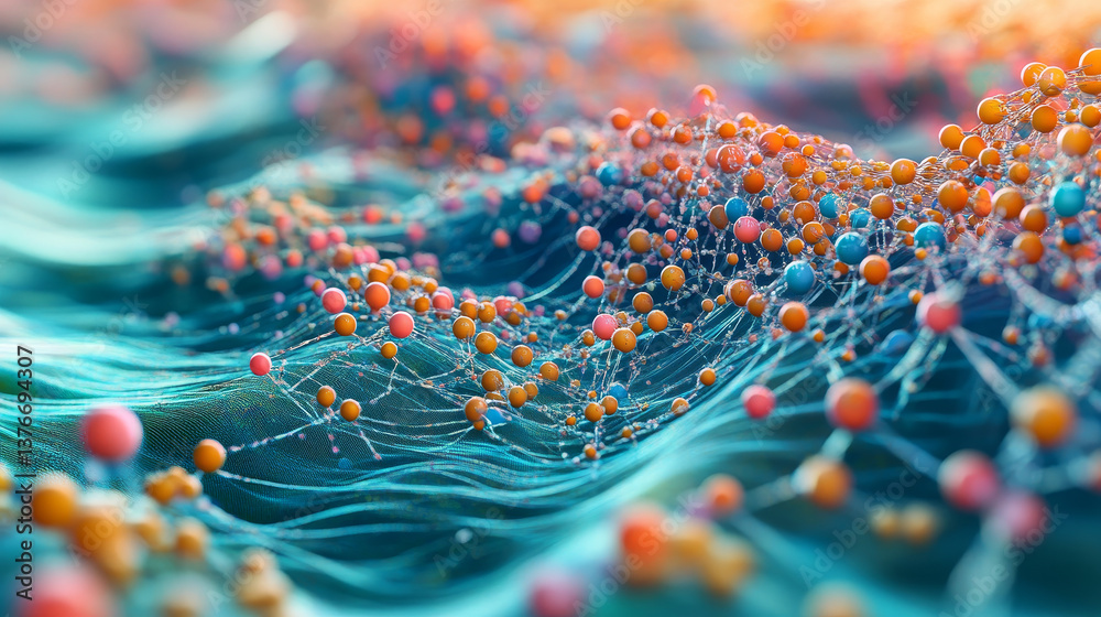 Poster nanotechnology in modern science. future technologies in study of structure of nanomaterials. 3d ill
