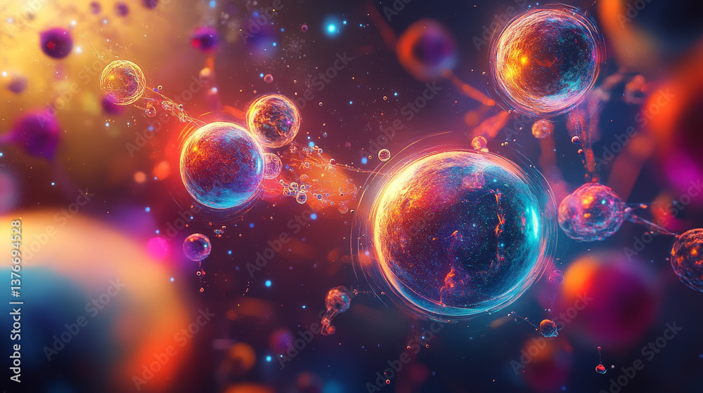 Poster nanotechnology in modern science. future technologies in study of structure of nanomaterials. 3d ill