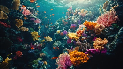 Naklejka premium Underwater paradise a stunning view of a vibrant coral reef ecosystem
