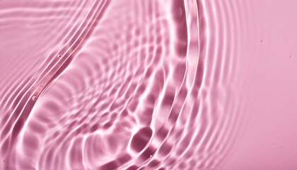 Fototapeta premium Soft, transparent water shadows rippling on a smooth pink background, creating a delicate, fluid, and dreamy abstract texture.