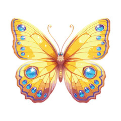 Beautiful Yellow Butterfly with Sparkling Blue Details for Kids