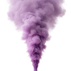 Purple smoke bomb explosion with thick cloud effect, isolated on transparent background