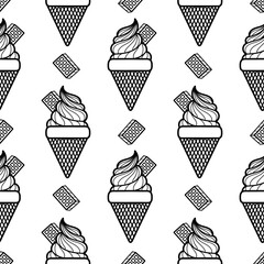 seamless pattern of hand draw chocolate ice cream