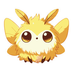 Cute Cartoon Fluffy Bee with Big Eyes and Fuzzy Wings for Kids