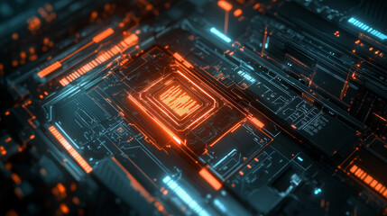 Fototapeta premium Cybersecurity online. Concept of global network protection. 3D illustration of a futuristic digital lock. Neon light and a ball of desires from polygonal elements