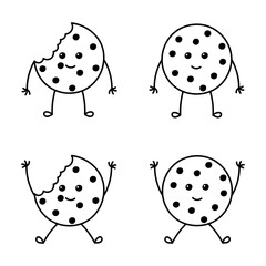 collection of hand drawn cookies with smiling faces