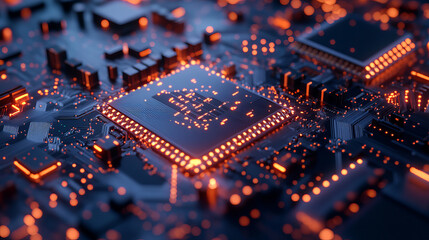 Obraz premium Robot, chat bot, android and digital evolution of robotics. Future processor development technologies. 3D illustration of quantum cyberspace. AI and global data