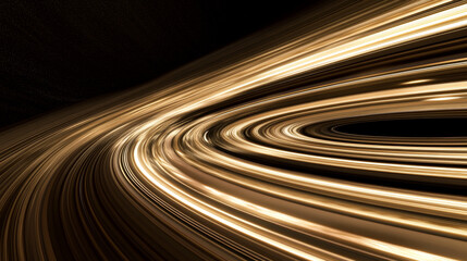 Naklejka premium Collider inside. Saturn rings. Abstract photons in a cyberspace tunnel. Speed of light and interstellar flight. 3D illustration of neon strings bent in a wormhole