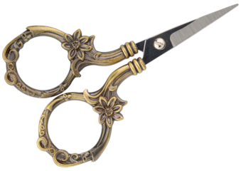 Scissors. Embroidery scissors, stainless steel sharp stork. Scissors for sewing crafting, art work, threading, needlework. DIY tools dressmaker small shears. Professional craft accessory or instrument