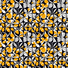 an orange and black geometric pattern on a black background