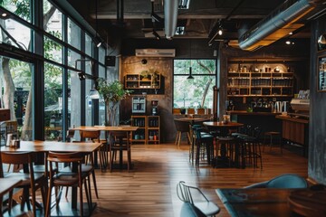 Interior of a empty modern cafe