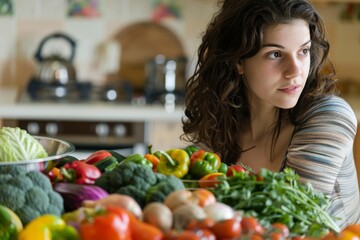 Young Woman Choosing Healthy Ingredients for Meal Preparation