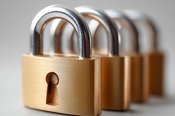Fototapeta premium Gold Padlocks Security Row.