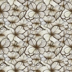 A black and white floral pattern on a white background.