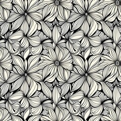 a black and white floral pattern