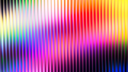 Ribbed fractal glass texture with vibrant colorful dynamic gradient. Bright smooth fluted vertical lines. Bold dynamic design blending futuristic tones and radiant colors for modern visual art project