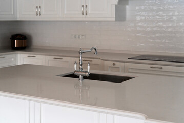 Chrome-plated two-handle kitchen faucet