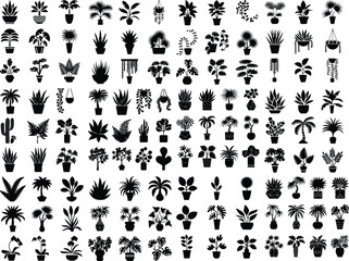 Indoor Plants Silhouette | Houseplants and Botanical Vector Collection