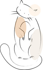 Cute cat abstract hand drawn