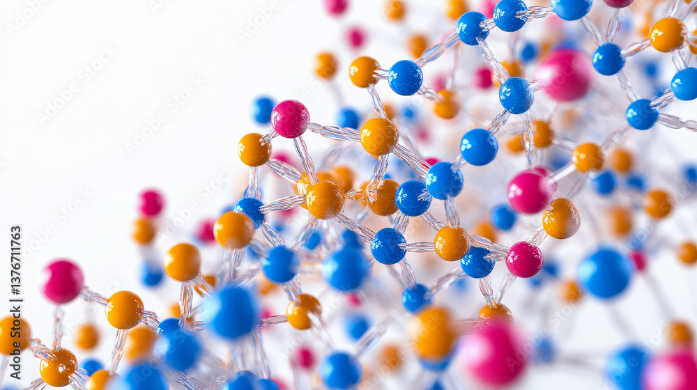 Poster molecule 3d illustration. computer simulation and laboratory experiments. decoding genome. virtual m