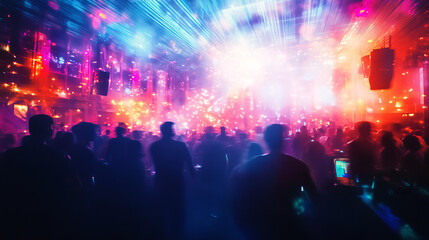 Neon club, music and beat. Diode strings, cyber glitter, digital field, data flow, neuro impulse. 3D illustration of cyber, techno ray particles