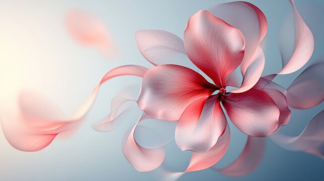 Abstract floral design with petals forming parabolic curves. Minimalist composition with text space