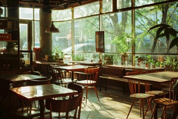 Fototapeta premium interior of a empty cafe in the city