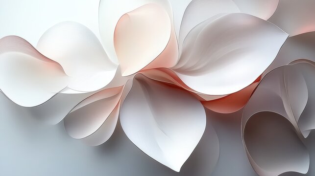 Abstract floral design with petals forming parabolic curves. Minimalist composition with text space