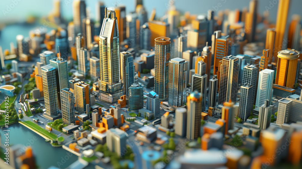 Poster digital city and bigdata. cybercity 3d illustration. wireless internet technologies. database protec
