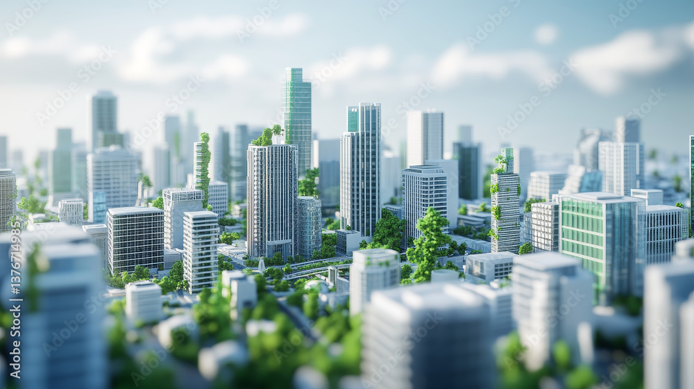 Poster digital city and bigdata. cybercity 3d illustration. wireless internet technologies. database protec