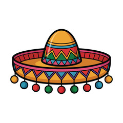 Colorful Cartoon Sombrero with Pom-Poms for Kids