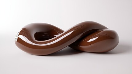 Abstract Brown Chocolate Liquid Knot Shape Design Element for Backgrounds Modern Glossy 3D Render Illustration Sweet Delicious Yummy Tasty Brownish   