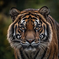 Obraz premium The Amur tiger, or Siberian tiger, is captured in a close-up shot, belonging to the Panthera species